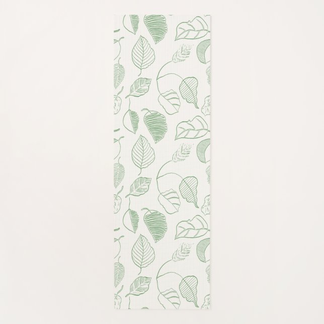 Lightleaf Flow Monochromatisches Blattgrün Off-Whi Yogamatte (Vorderseite)