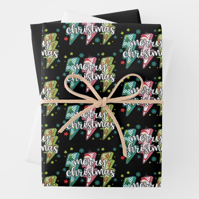 Lightning fröhliche Weihnachts Preppy Coquette Xma Geschenkpapier Set (Beispiel)