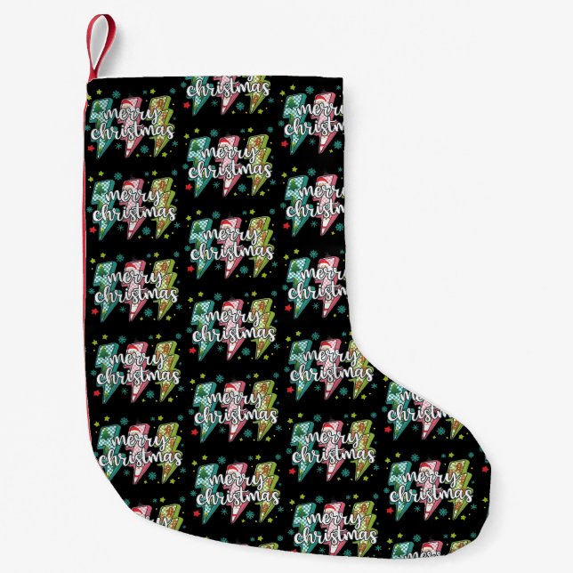 Lightning fröhliche Weihnachts Preppy Coquette Xma Kleiner Weihnachtsstrumpf (Vorderseite)