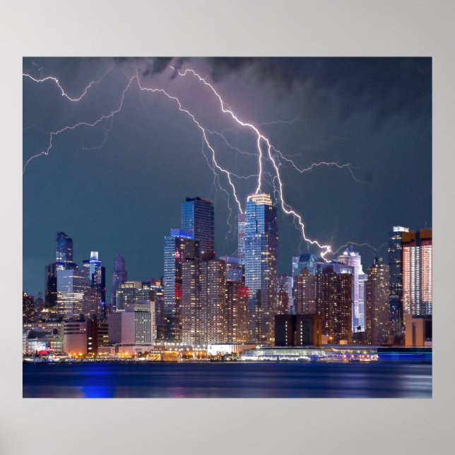 Lightning over New York City Poster (Vorne)