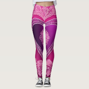 Lightning Pink & Lila Lingerie Ombre Lace AI art Leggings