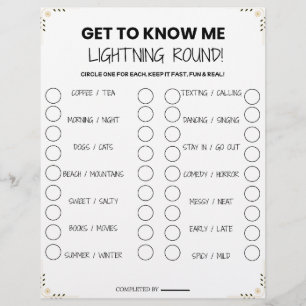 Lightning Round Party Game - Fun Get-to-Know-You P Briefbogen