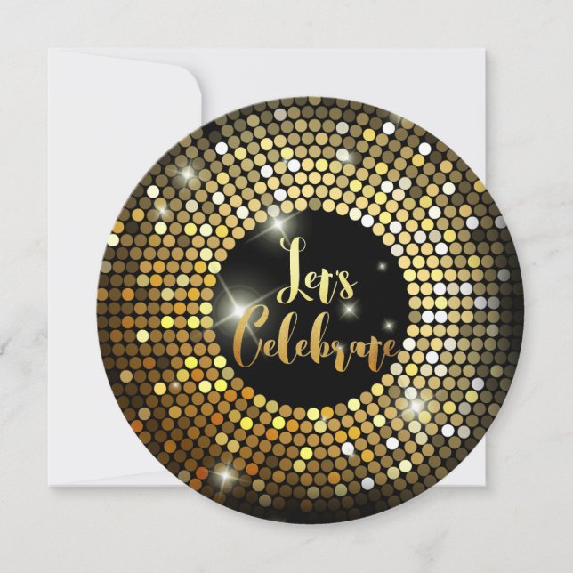 Lights Gold Glitzer Night Party Einladungen (Vorderseite)