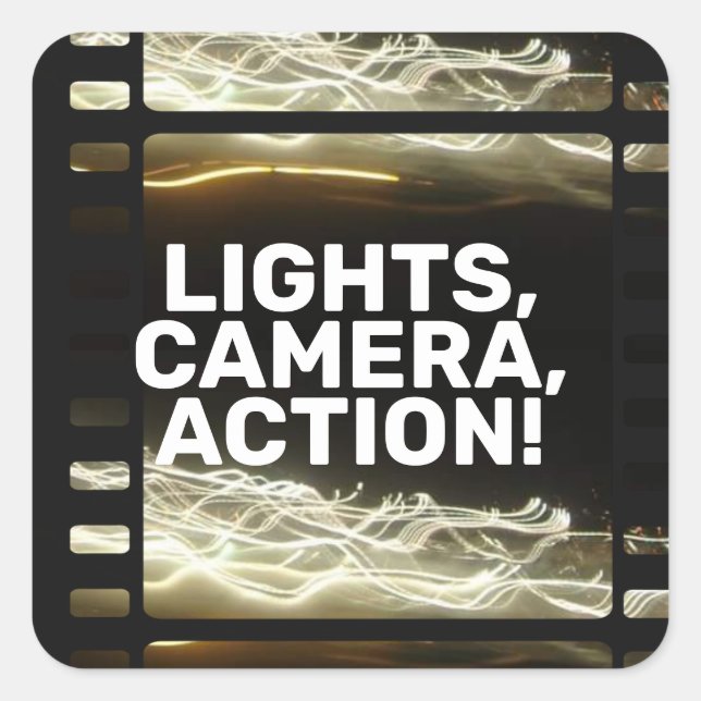 LIGHTS, KAMERA, AKTION!Klassischer Rundaufkleber Quadratischer Aufkleber (Vorderseite)