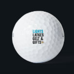 Lights latkes gelt & Gifts Funny Jewish Hanukkah Golfball<br><div class="desc">hanukkah, passover, jiddisch, chanukah, jüdisch, menorah, jew, gift, geburtszeit, latke</div>