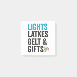Lights latkes gelt & Gifts Funny Jewish Hanukkah Post-it Klebezettel