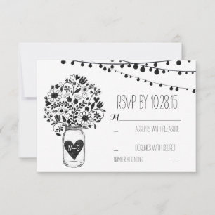 Lights mason jar weiße Hochzeit RSVP Karten