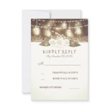 Lights Mason Jars Rustic Wood Barn Wedding RSVP