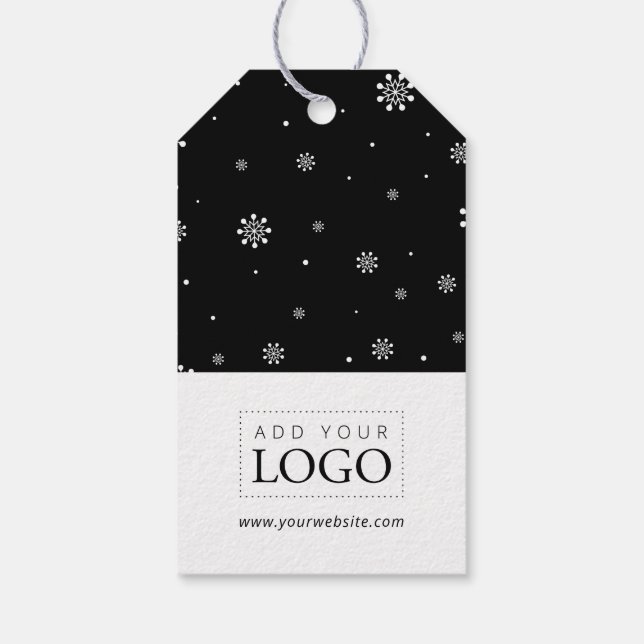 Lights & Snow Black Frohe Weihnachtsgotteslogos Geschenkanhänger (Rückseite)