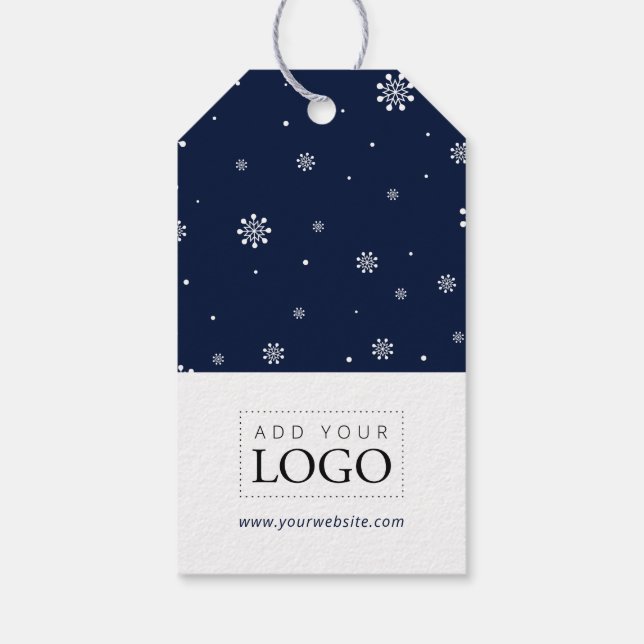 Lights & Snow Navy Weihnachts-Logo Geschenkanhänger (Rückseite)