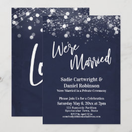 Lights Textured Wir sind Verheiratet Navy Empfang- Einladung