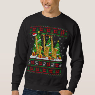 Lights Xmas Sweater Style Ugly Santa Saxophone Chr Sweatshirt