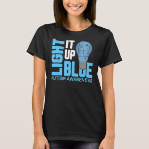Lighup Blue Autismus Awareness Puzzle Piece Rib T-Shirt