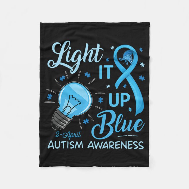Lighup Blue Autismus Bewusstsein Rätsel Männer Fra Fleecedecke (Vorderseite)