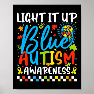 Lighup Blue Autismus Bewusstsein Rätsel Männer Fra Poster