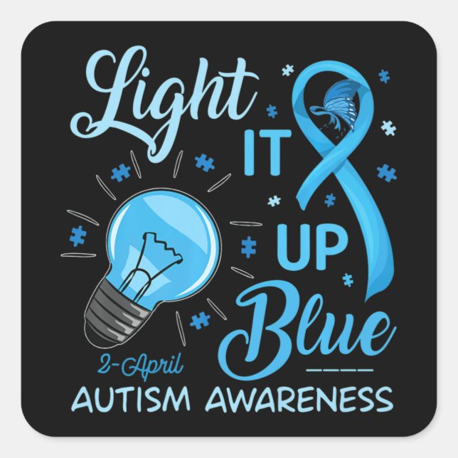 Lighup Blue Autismus Bewusstsein Rätsel Männer Fra Quadratischer Aufkleber (Vorderseite)