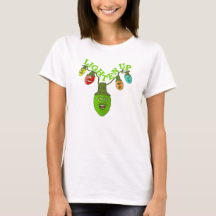 Lighup Christmas Niedlich Funny Cartoon Glühbirnen T-Shirt