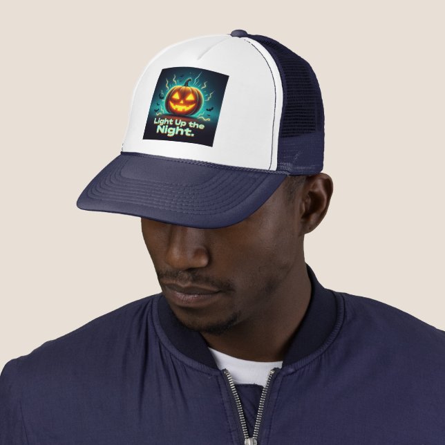 Lighup the Night Halloween Pumpkin Trucker Hat Truckerkappe (Beispiel)