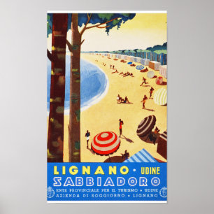 Lignano Italy Vintage Travel Poster Restauriert