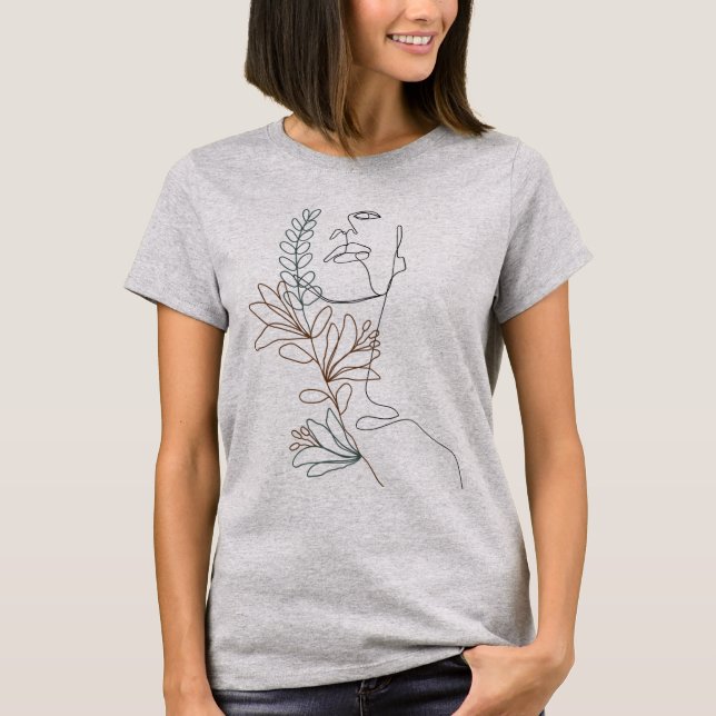 Ligne Art Visage Art Abstrait Ligne minima T-shirt (Devant)