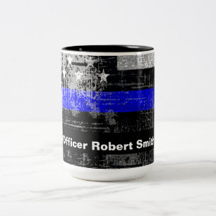 Ligne Bleue Mince Agente de frottement Mug