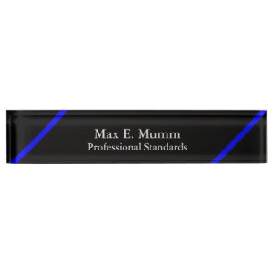 Ligne Bleue Mince - Élégante Plaque de nom de conc