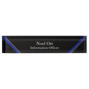Ligne Bleue Mince - Élégante Plaque de nom de conc
