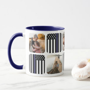 Ligne Bleue Mince Policeman Photo Café Mug