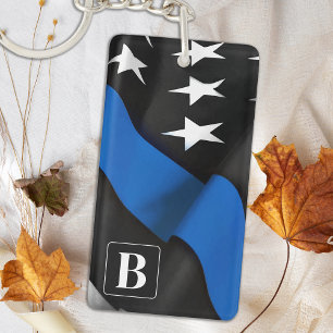 Ligne Bleue Mince Porte - clé de police personnali