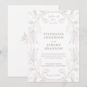 Ligne Botanique Cadre Art Dusty Invitation Rose