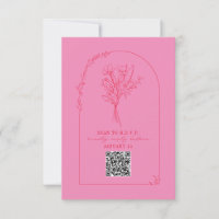 Ligne Bouquet Arch rose rouge Mariage QR RSVP