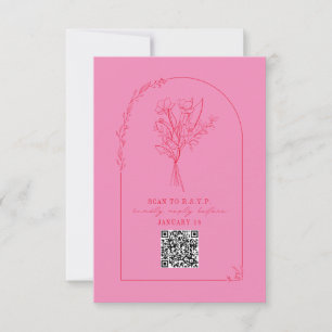Ligne Bouquet Arch rose rouge Mariage QR RSVP