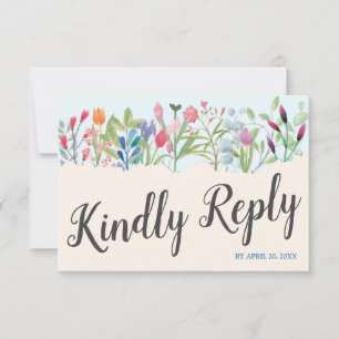 Ligne de la carte RSVP de mariage Fleurs sauvages 