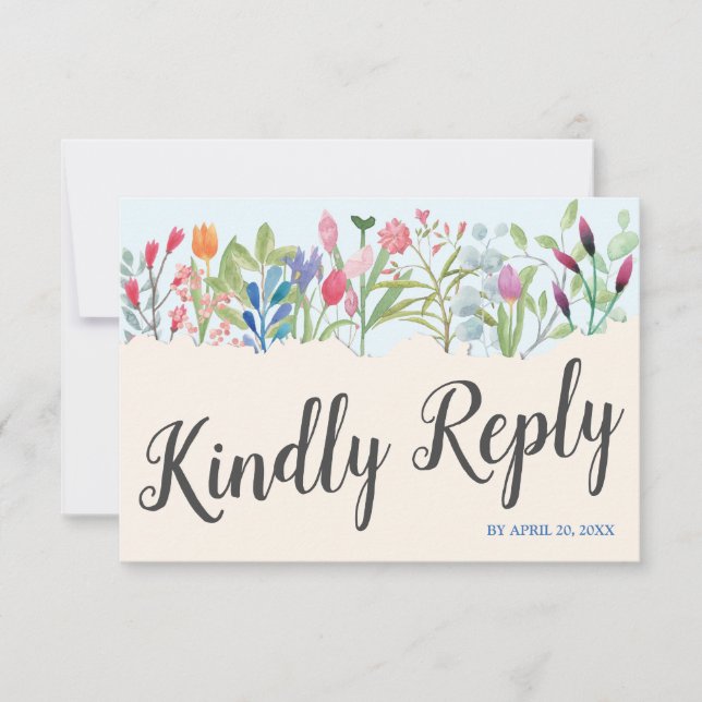 Ligne de la carte RSVP de mariage Fleurs sauvages  (Devant)