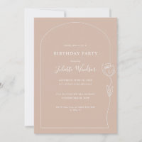 Ligne Dessin Rose Invitation fête d'anniversaire