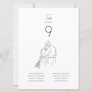 Ligne minimaliste Art Couple Numéro de table de ma