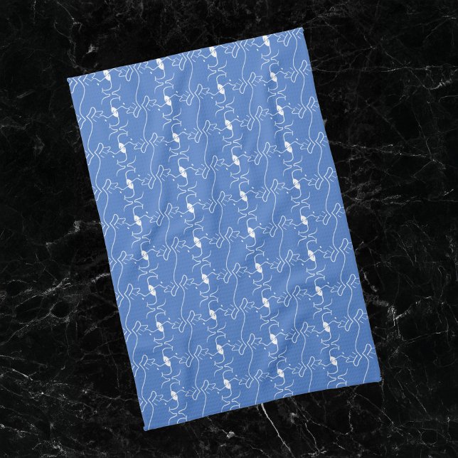 Ligne moderne Dessin Chien Bleu Blanc Serviettes d (Créateur téléchargé)