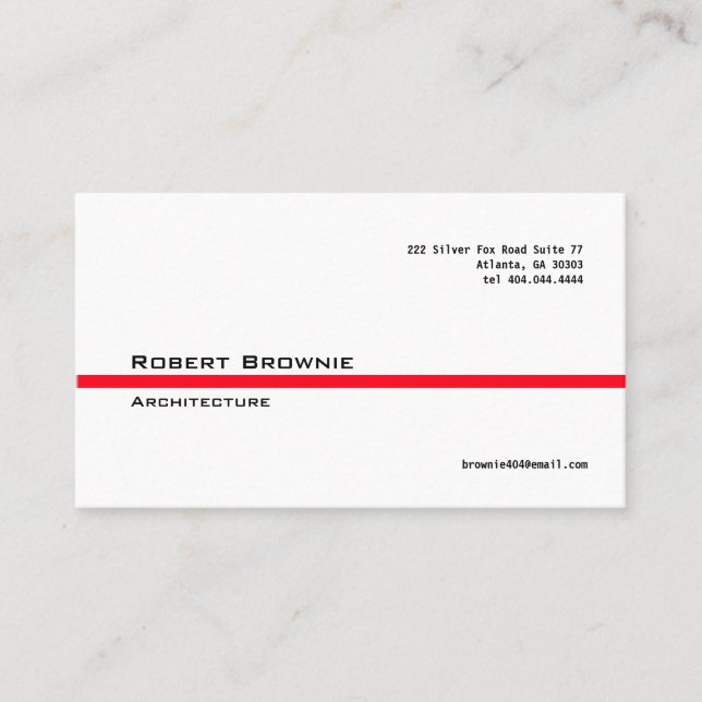 Ligne rouge classique carte de visite (Devant)