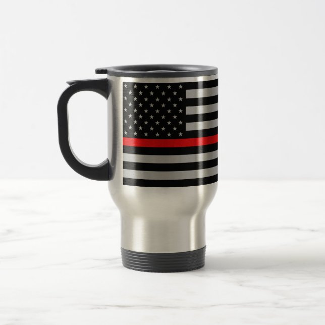 Ligne rouge mince tasse de drapeau de pompier (Gauche)