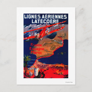 Lignes Aeriennes Latecoere Vintage Poster Postkarte