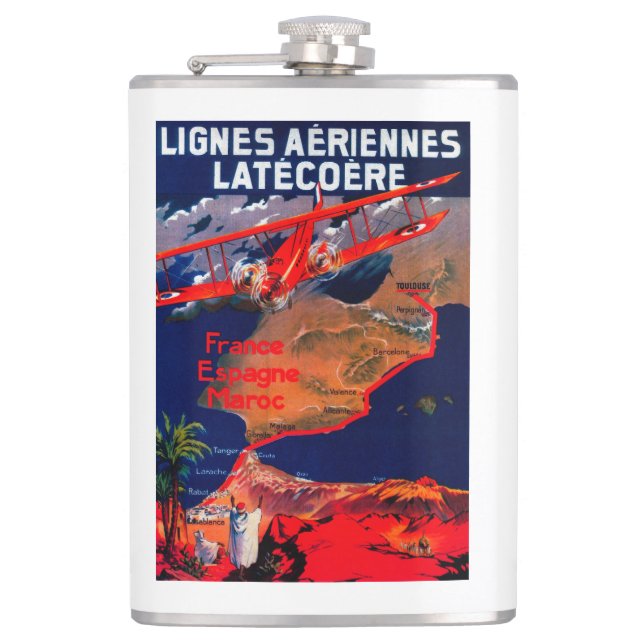 Lignes Aeriennes Latecoere Vintages Plakat Flachmann (Vorderseite)