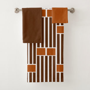 Lignes Brown et Boîtes Ensemble de serviettes de b