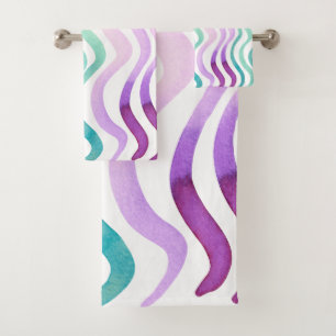 Lignes d'aquarelles violettes et vertes