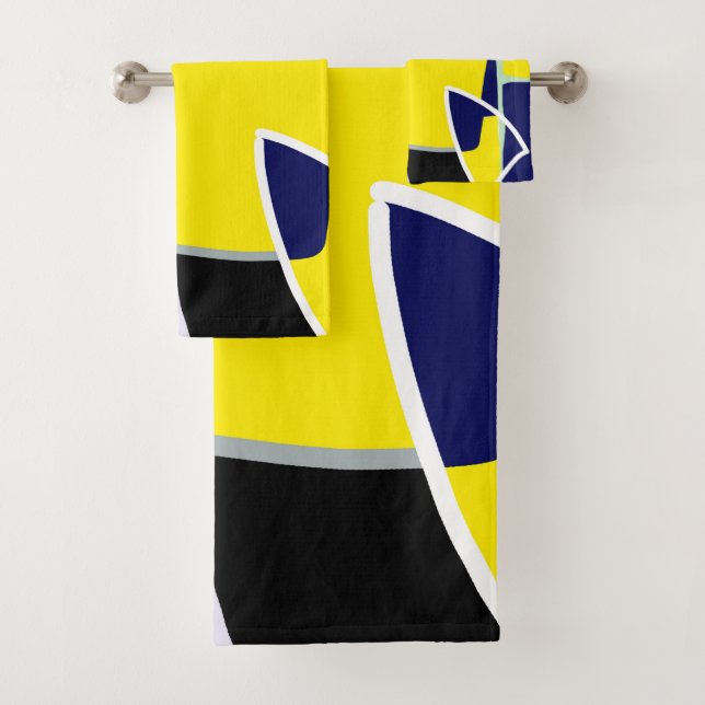 Lignes d'art Abstrait en bleu jaune gras (En situation)