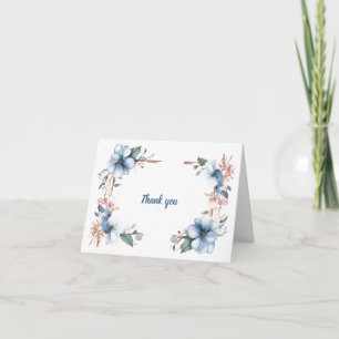 Lignes de fleurs bleues : Carte de remerciements M