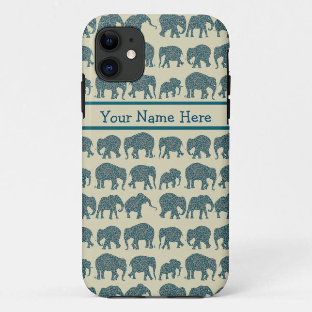 Lignes des éléphants de Paisley, Beige, Coque iPho (Dos)