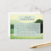 Lignes du poème « If » sur carte postale * Rudyard