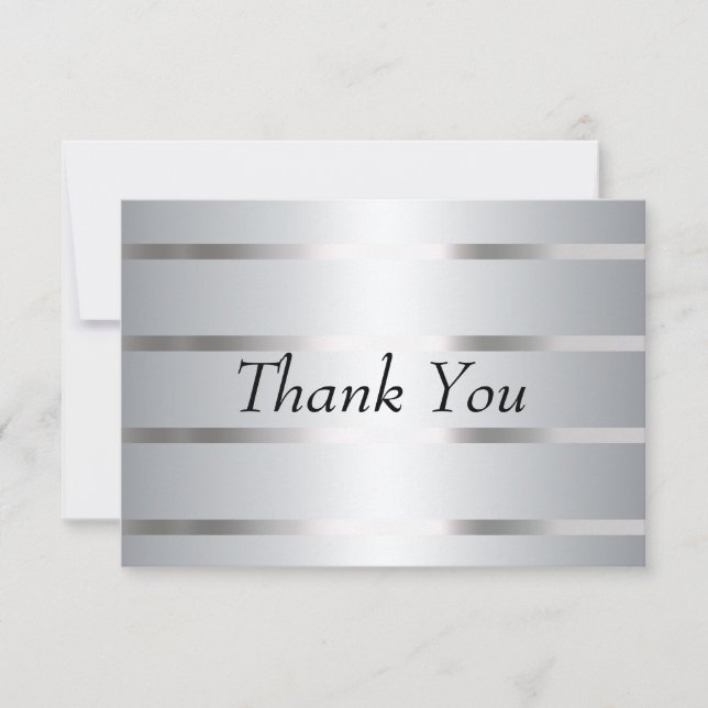 Lignes en argent carte de remerciements (Devant)