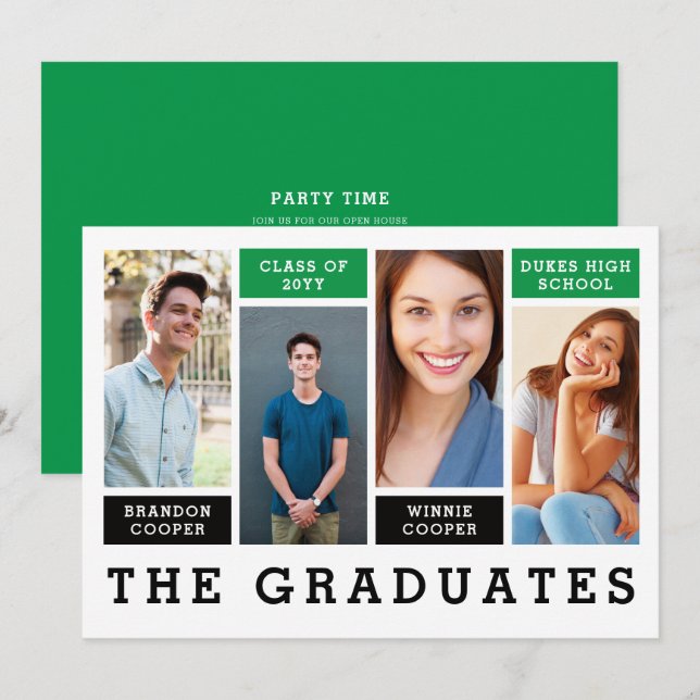 Lignes modernes Faire-part de graduation de frère (Devant / Derrière)