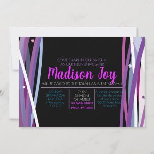 LIGNES SIMPLES Invitation BAT MITZVAH